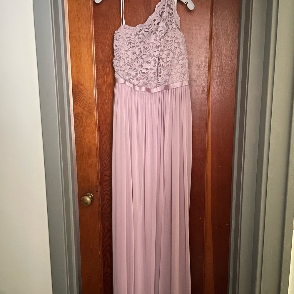 David's Bridal Quartz One Shoulder Lace Gown